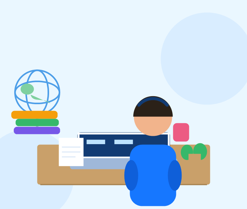 Young learner exploring on a laptop